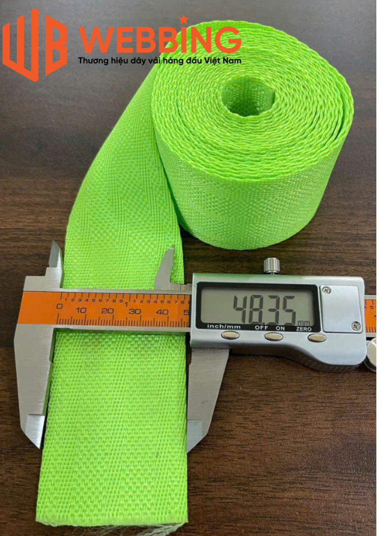 Dây đai Polyester 4.2cm – Vàng chanh hai vạch – 2T