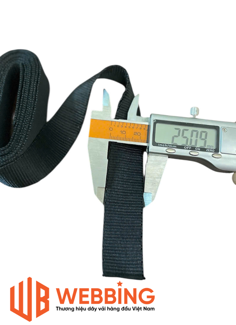 Dây đai Polyester 2.5cm – Đen –0.8T - Bóng
