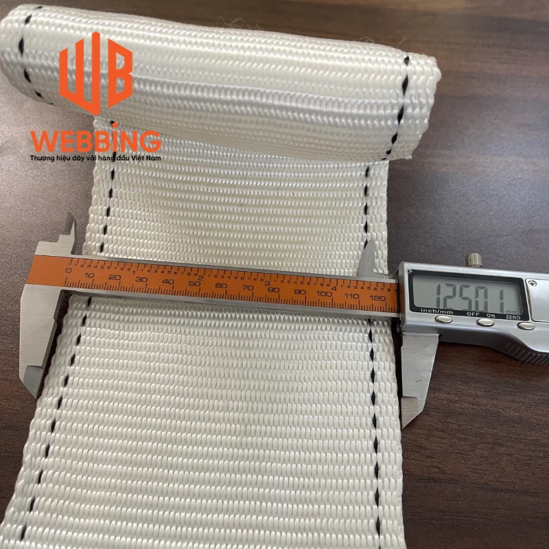 Dây đai Polyester: 12.5 cm (6:1) - màu trắng Dây đai Polyester: 12.5 cm (6:1) – màu trắng
